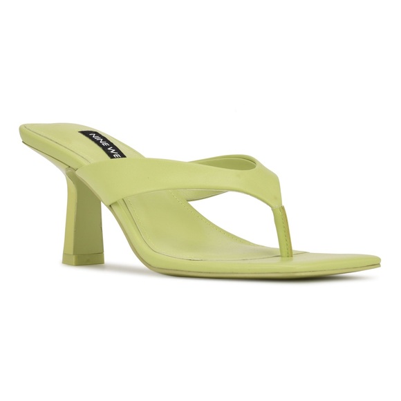 Nine West Neon/Lime Green Square Toe Heeled Sandals - Picture 1 of 11